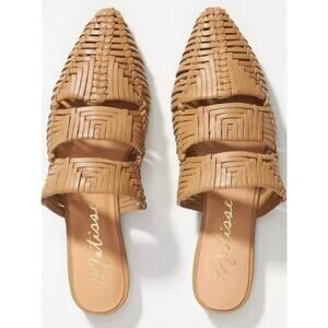 Anthro Matisse 'East End' Women's 8 Nude Tan Woven Pointed Toe Mule Flat Shoe